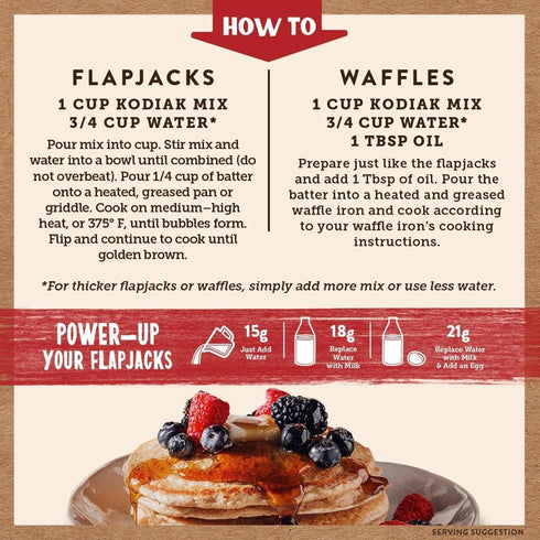 20 Oz, (Pack 6) Kodiak Cakes Protein Pancake Power Cakes, Flapjack and Waffle Baking Mix, Buttermilk
