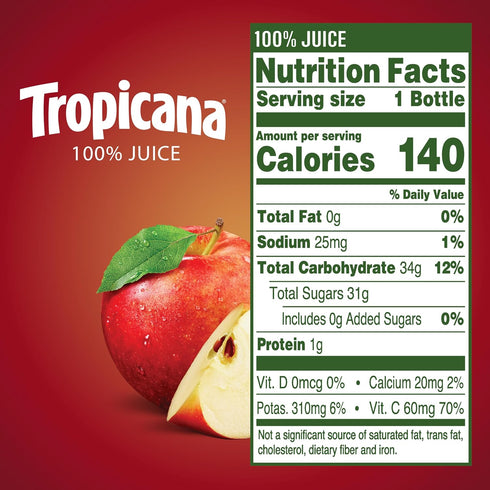 10 (Pack 24) Tropicana Apple Juice, Ounce