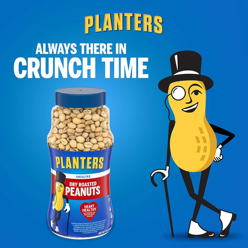 16 (Pack 4) Planters Peanuts, Dry Roasted & Unsalted, Ounce Jar