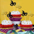 48 Pieces Masquerade Mask Cupcake Toppers, Black Gold Glitter for Bachelorette Party, Mardi Gras Cake Decorations
