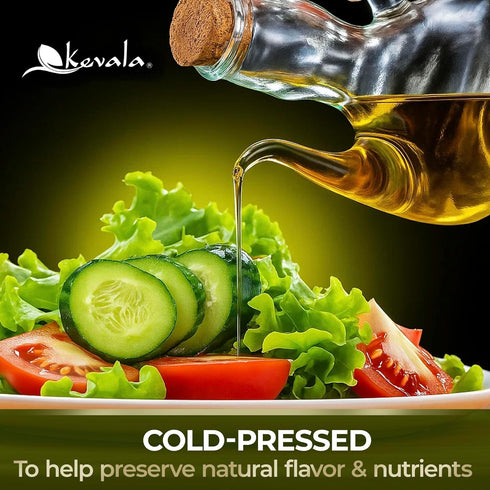 64 oz Kevala Extra Virgin Organic Olive Oil - Unrefined Cooking Oil, Cold Pressed and with no Preservatives, Made