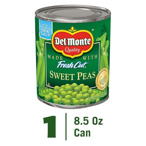 8.5 (Pack 3) Del Monte Canned Fresh Cut Sweet Peas, Ounce