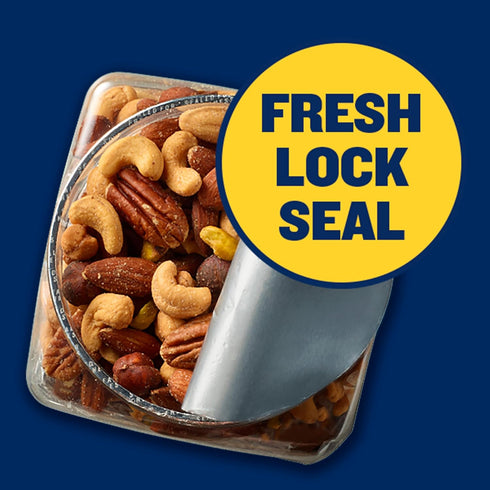 34.5 oz PLANTERS Unsalted Premium Nuts Resealable Container- Contains Roasted California Pistachios, Cashews, Almonds