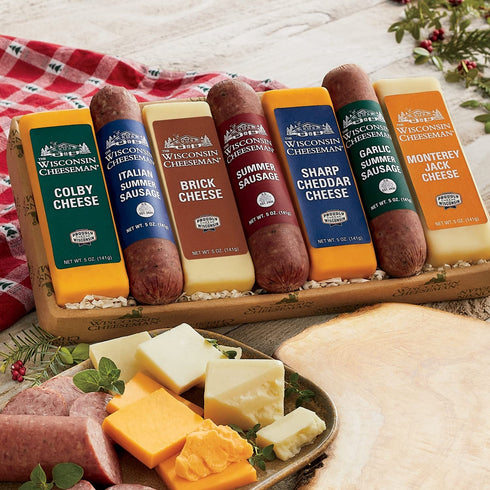 Summer Colby, Set The Wisconsin Cheeseman Meat and Cheese Combo - Featuring Italian, Original and Garlic Sausages