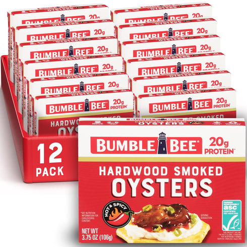 Bumble Bee Hot & Spicy Hardwood Smoked Oysters, 3.75 oz Tin (Pack