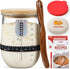Snuvid 1 (34 oz) Set L Sourdough Starter Jar Kit, Wide Mouth Potbelly Crock - Glass Sour Dough Starter Bread Jar