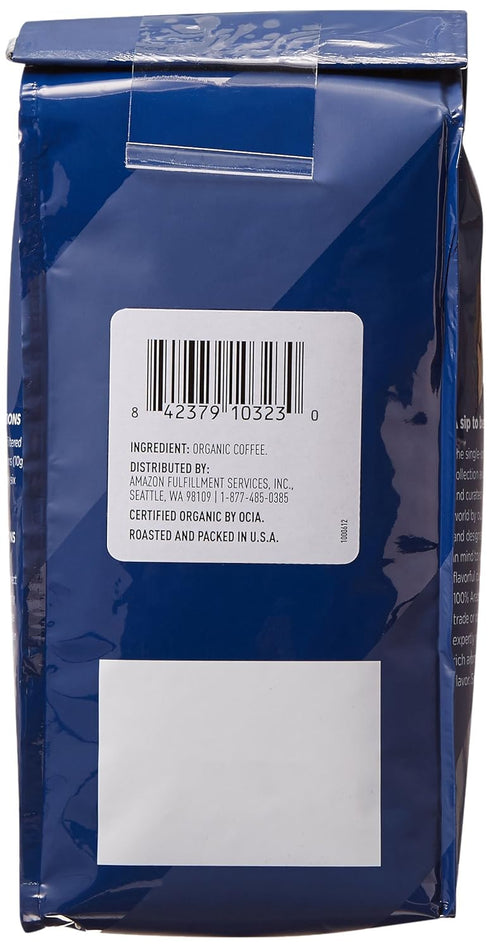 Amazon Fresh 12 (Pack 3) Organic Fair Trade Sumatra Whole Bean Coffee, Dark Roast, Ounce