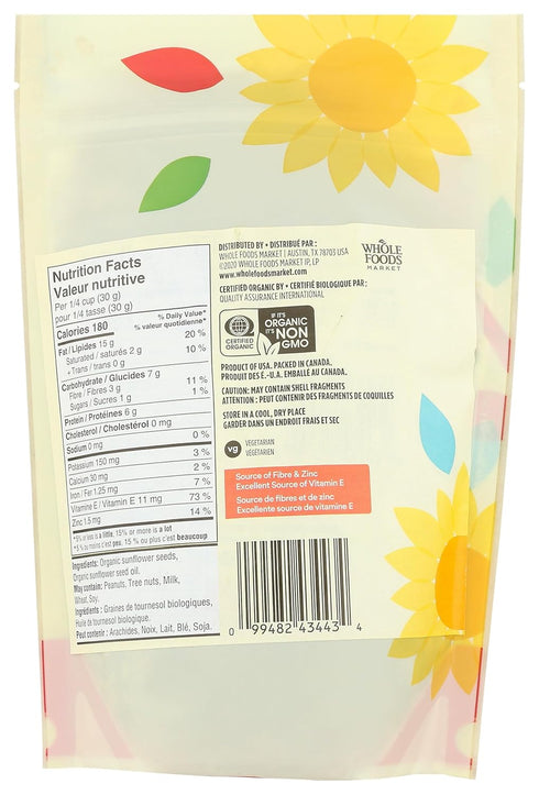 365 12 by Whole Foods Market, Organic Roasted Unsalted Sunflower Kernals, Ounce