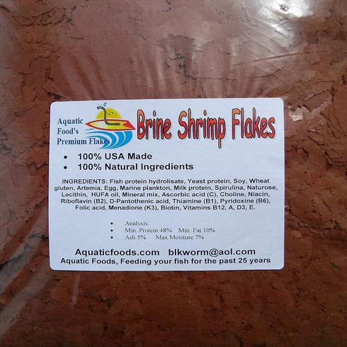 Aquatic Foods Inc. Community 1-lb Brine Shrimp Flakes, High Protein Brine Shrimp Flakes for Discus, Cichlids, Tetras