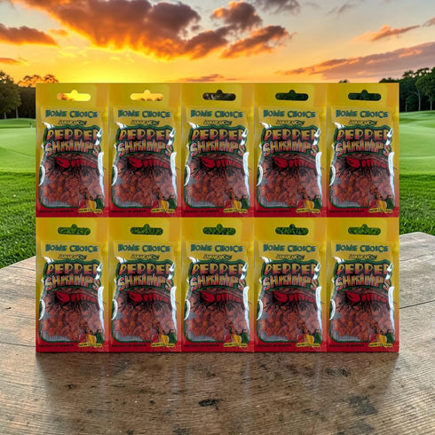 BNDLDEALZ 10 Pack (12g Jamaican Peppered Shrimp Bundle Each) Featuring Home Choice Dried Peppered Seafood Snack, Spicy