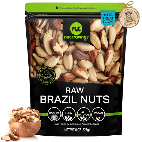 NUT CRAVINGS - Raw Brazil Nuts, Unsalted, No Shell, Whole, (8oz -