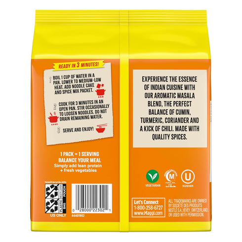 3 4 Pack Maggi Classic Indian Masala Noodles, min Indian Noodles, Mildly Spicy, Vegetarian, Halal, Kosher
