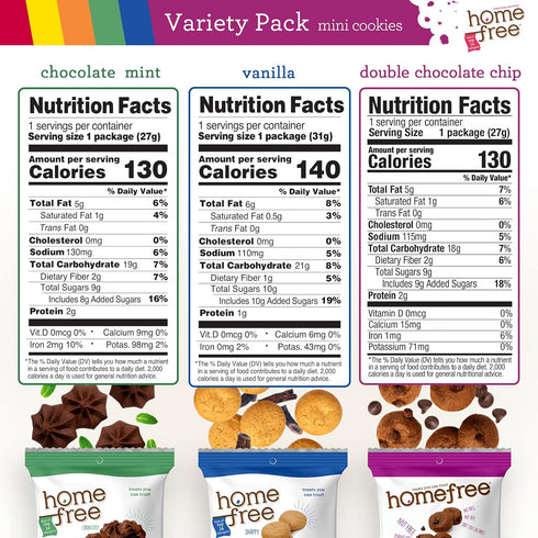 Homefree Mini Cookies Variety Pack, Gluten Free, Nut Free, Vegan Snack Packs (Pack of 10)