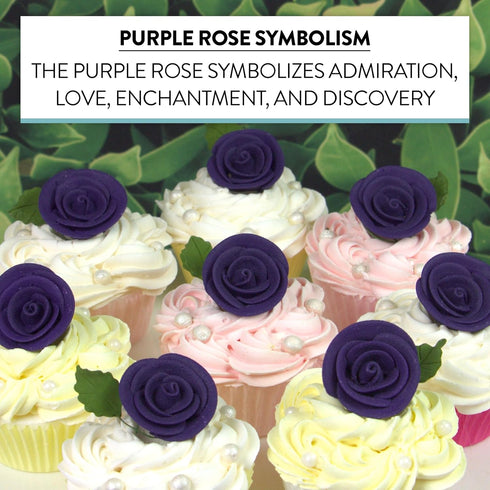 12 Count Global Sugar Art Edible Kosher Royal Icing Deep Violet Medium Roses for Cake and Cupcake Decorating by Chef