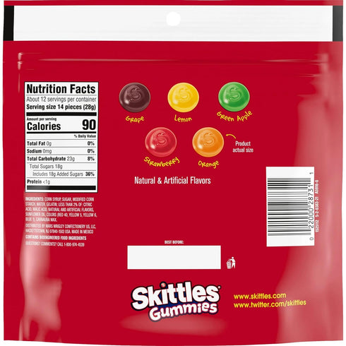 Skittles Gummy 24oz Candy Original and Wild Berry Sharing Size Bags Bundle - Includes Total