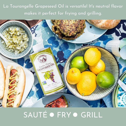 La Tourangelle Expeller-Pressed Grapeseed Oil, High Heat Neutral Cooking Oil, 25.4 fl oz for Cast Iron Seasoning