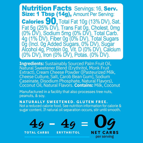 0g 8oz FitBake Cream Cheese Frosting | Keto Frosting for Low Carb Desserts | Sugar Free Cream Cheese Keto Icing | Net