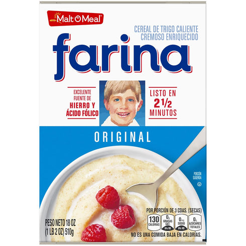18 Malt-O-Meal Farina, Original Farina Breakfast Cereal, Quick Cooking, Ounce
