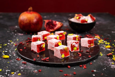 16oz (Pack 1), Hazer Baba Turkish Delight Pistachio Candy, Pomegranate Flavored, of Gourmet Snack Box, Traditional