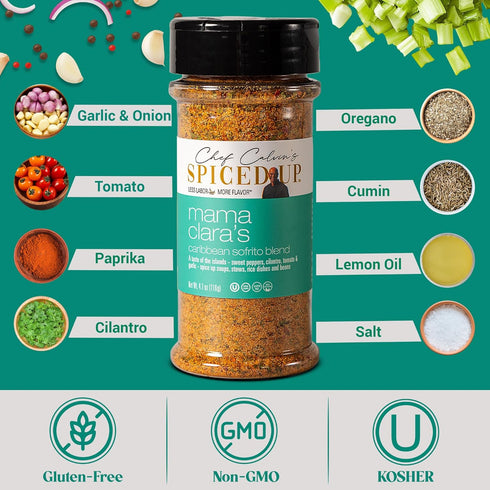 4.1 Oz Spiced Up Mama Clara Sofrito Seasoning for Rice, Beans & Soups | Latin Caribbean Flavor Blend with Cilantro