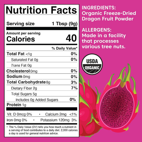 (8 Wilderness Poets, Organic Dragon Fruit Powder - Pink Pitaya, Freeze Dried Fruit Powder Ounce) - Use to make, bake