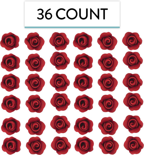36 Count Global Sugar Art Rosebud Deep Red Unwired Sugar Cake Flowers,Tiny, by Chef Alan Tetreault