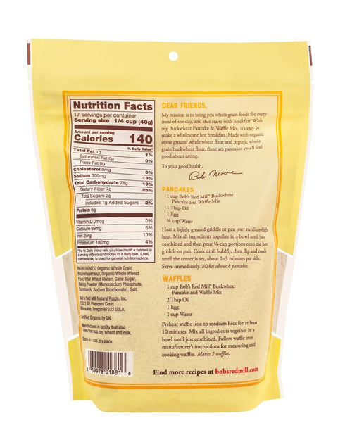 24oz (Pack 1) Bob's Red Mill Buckwheat Pancake & Waffle Mix, of - High Fiber, Kosher
