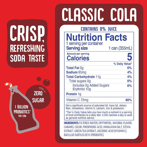 12 Pack Cove Probiotic Soda, Zero Sugar Better-For-You Alternative - Refreshing, Delicious Probiotic Drink, No