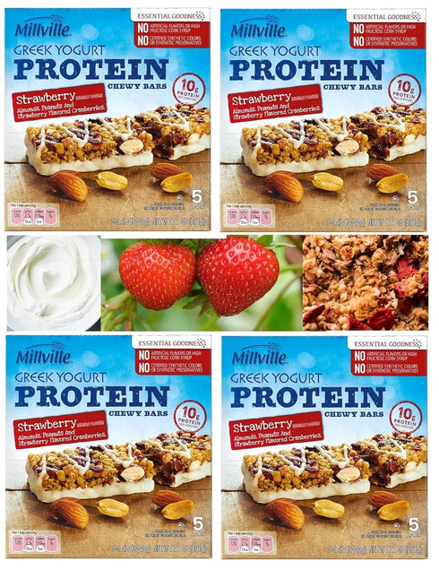 Generic 4-Pack Almonds, Peanuts, and Strawberry Greek Yogurt High Fiber and High Protein