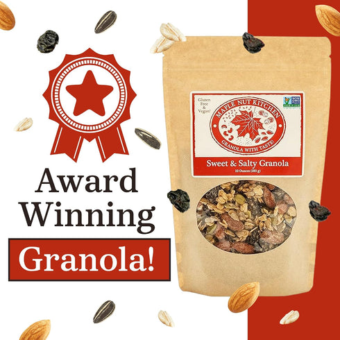 10 oz Maple Nut Kitchen Sweet & Salty Granola | Gluten-Free Granola with Maple-Roasted Almonds, Dark Chocolate, Pumpkin