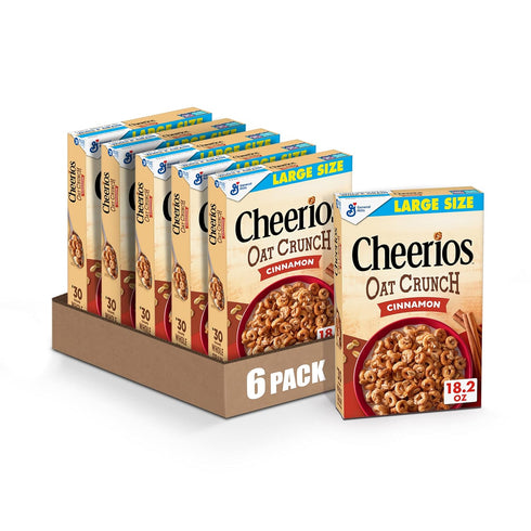 Cheerios Cinnamon Oat Crunch Cereal, 18.2 oz Box (Pack of 6)