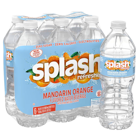 16.9 Oz 24 Pack SPLASH REFRESHER Flavored Water Beverage, Mandarin Orange Flavor, Fl Plastic Bottles