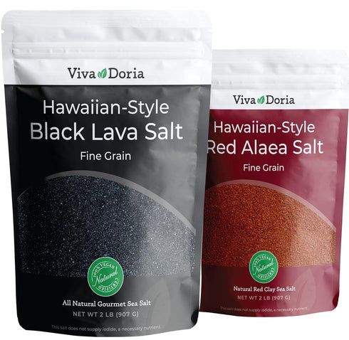 Viva Doria Hawaiian Black Lava Sea Salt, Fine Grain, 2 lb and