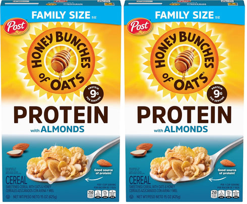 Honey Bunches of Oats Honey & Almond Protein Cereal, Breakfast or Snack,