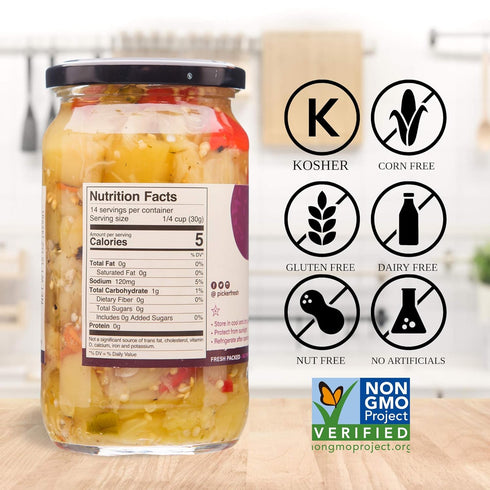 16 oz (3 Pack) Pickerfresh Fire Roasted Eggplant with Red Peppers - Medium Hot Spread for Sandwiches, Hamburgers