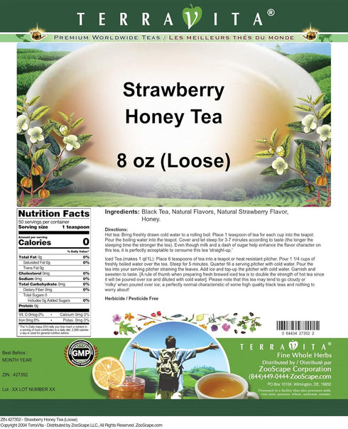 Terravita (8 oz, 427352) 2 Pack Strawberry Honey Tea (Loose) ZIN: