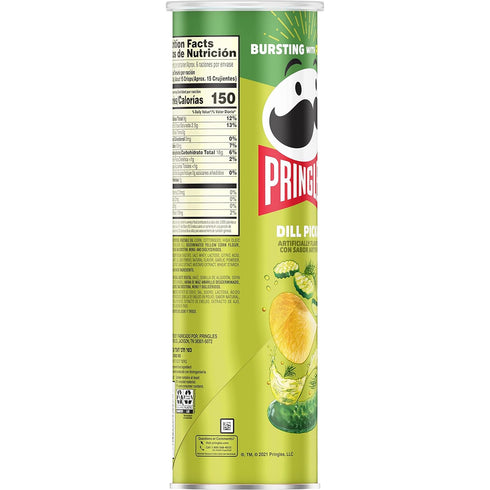 5.5oz (1 Pringles Potato Crisps Chips, Lunch Snacks, Snacks On The Go, Dill Pickle, Can Can)