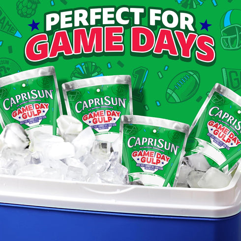 10 6 oz Capri Sun Game Day Gulp Juice Drink Blend Juice Boxes, Pouches, For School Lunches and Tailgates, All Natural