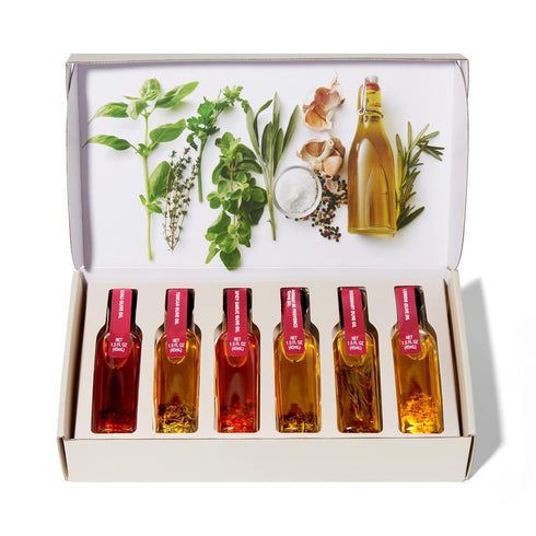 Set, Set 6 Thoughtfully Gourmet, Spice Infused Olive Oil Gift Premium Extra-Virgin Olive Oil from Spain, Flavors