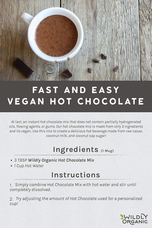 Wildly Organic Hot Chocolate Mix: 16 oz, Vegan, Raw Cacao Powder, Dairy-Free, 3 Ingredients