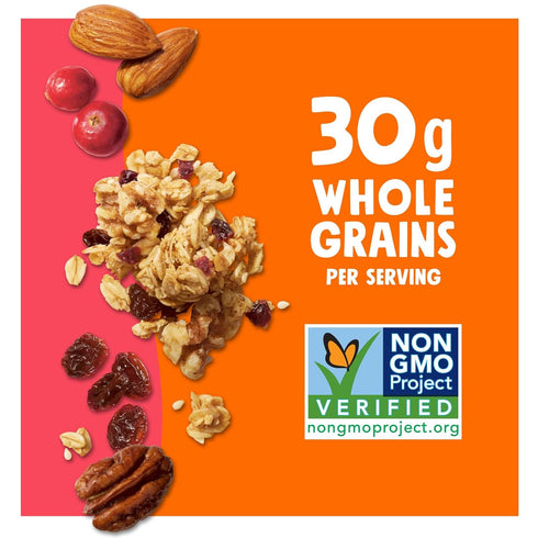 Kellogg's (Pack 12) Bear Naked Granola Cereal, Whole Grain Granola, Breakfast Snacks, Fruit and Nut Medley