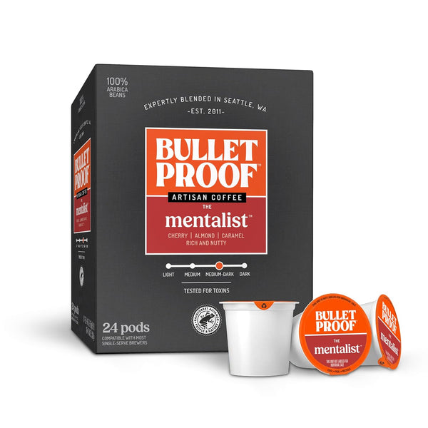Bulletproof The Mentalist Medium-Dark Roast Single-Serve Pods, 24 Count, Clean Coffee Tested