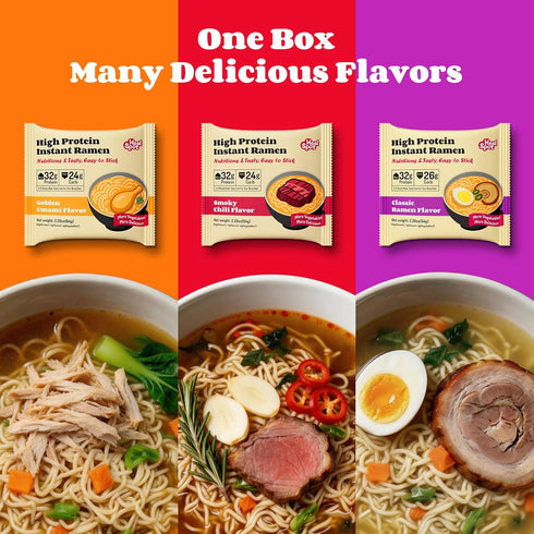 Pack, 6 Pack 32g 50% HealSpot High Protein Instant Ramen Variety Non Fried Ramen Broth, Plant Based Protein, Low Fat