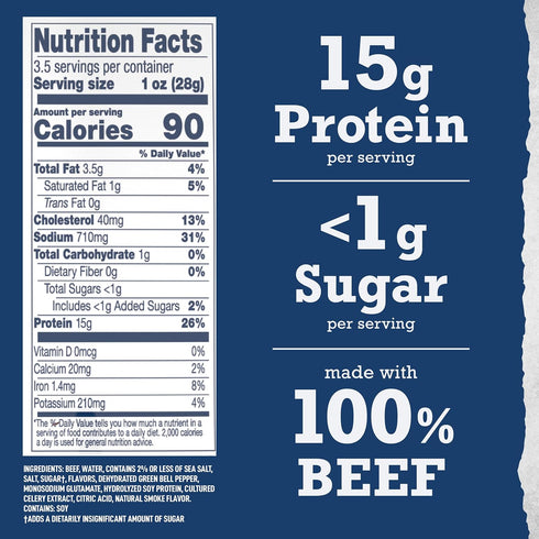 100% 15g 3.5 (Pack 4) Wild River Green Chile Beef Jerky, Old Fashioned Beef Jerky, Gluten Free, Deliciously Seasoned