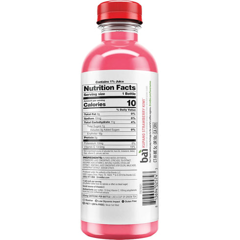 18 oz (Pack 12) Bai Kupang Strawberry Kiwi, Antioxidant Infused Beverage, fl bottle
