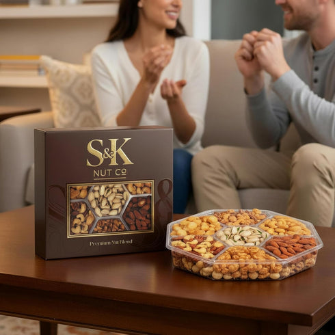 S&K Nut Co. Mothers Day Nuts Gift Tray, Gourmet Mixed Nuts Assortment With Sweet And Roasted Salted Varieties, Ready