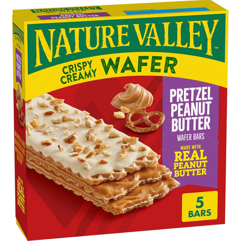 Nature Valley Crispy Creamy Wafer Bars, Pretzel Peanut Butter, 5 Bars, 6.5
