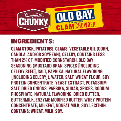 18.8 oz Campbell's Chunky Soup, OLD BAY Seasoned Clam Chowder, Can