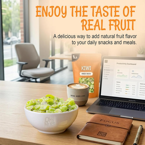 1 LB Packed Oh! Nuts Dried Kiwi - - Sweetened Dried Fruit Diced - Dehydrated Fruit Bites - in New York Zip-Seal Bag