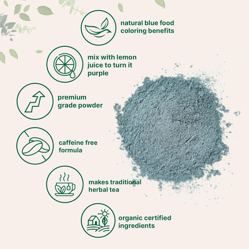 8 oz Micro Ingredients Organic Butterfly Pea Flower Powder, | Herbal Tea Powder for Hot or Iced Drinks | Natural Blue